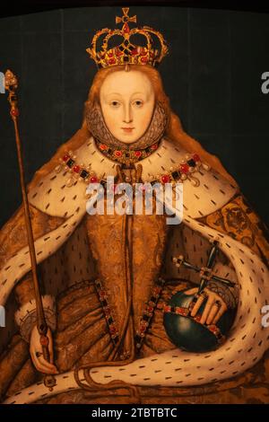 Angleterre, Londres, Portrait de la reine Elizabeth I (1533-1603) par un artiste inconnu daté d'environ 1600 Banque D'Images