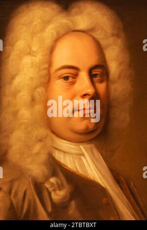 Angleterre, Londres, Portrait de George Frideric Handel (1685-1759) par Balthasar Denner daté de 1726 Banque D'Images