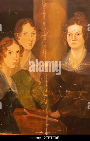 Angleterre, Londres, Portrait des sœurs Bronte (Anne, Emily et Charlotte Bronte) par Patrick Branwell Bronte daté vers 1834 Banque D'Images