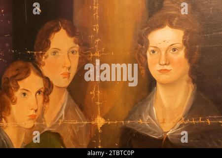 Angleterre, Londres, Portrait des sœurs Bronte (Anne, Emily et Charlotte Bronte) par Patrick Branwell Bronte daté vers 1834 Banque D'Images