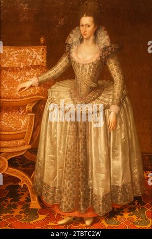 Angleterre, Londres, Portrait d'Anne de Danemark (1574-1619), épouse de Jacques VI d'Écosse par Jean de Critz l'ancien daté vers 1606 Banque D'Images