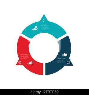 Ce modèle pour la conception d'éléments infographiques peut être utilisé pour créer des diagrammes, des rapports annuels, des sites Web, des concepts d'affaires avec trois phases. Illustration de Vecteur