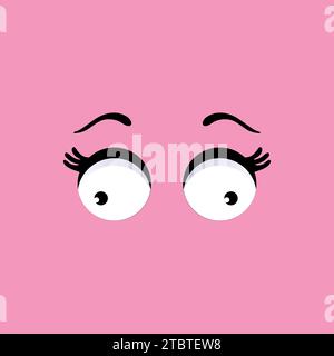 Yeux de dessin animé. Expression oculaire drôle. Caricature comique de personnage facial. Émotion oculaire humaine ou animale. Illustration vectorielle isolée. Illustration de Vecteur