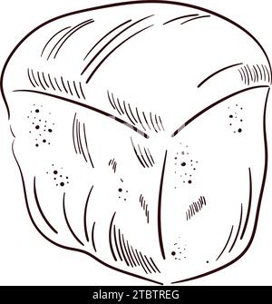Symbole de pain de blé frais dessiné à la main. Pain blanc tendre coupé en morceaux. Pour infographie, étiquette d'emballage, vecteur pour le site Web de l'application alimentaire, bis Illustration de Vecteur