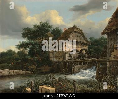 Deux moulins à eau et un Open Sluice. Jacob van Ruisdael. 1628/1629. Banque D'Images