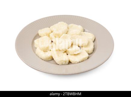 Assiette de délicieuses boulettes paresseuses isolées sur blanc Banque D'Images