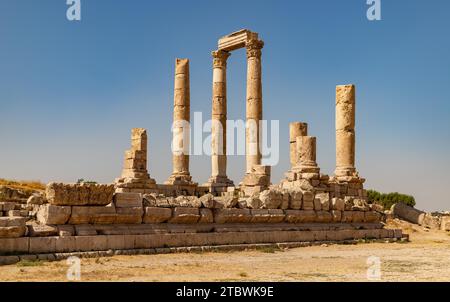 Une photo du Temple d'Hercule, à l'intérieur de la Citadelle d'Amman Banque D'Images