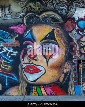 Une photo en gros plan de l'un des graffitis exposés au Centre d'Art Metelkova Banque D'Images