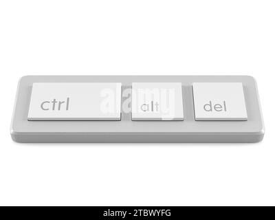Mini clavier ctr alt DEL sur fond blanc. illustration 3d. Banque D'Images