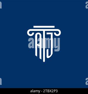 Monogramme initial AJ avec motif simple icône de pilier Illustration de Vecteur