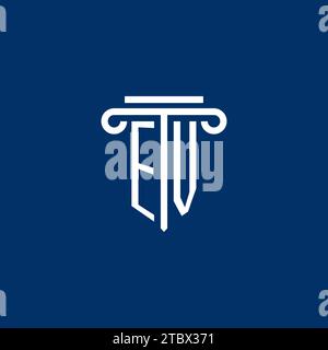 Monogramme initial du logo EV avec icône de pilier simple Illustration de Vecteur