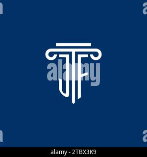 Monogramme initial du logo JF avec design simple d'icône de pilier Illustration de Vecteur