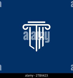 Monogramme initial du logo LX avec symbole de pilier simple Illustration de Vecteur
