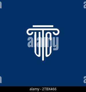 Monogramme UC initial logo avec design simple d'icône de pilier Illustration de Vecteur