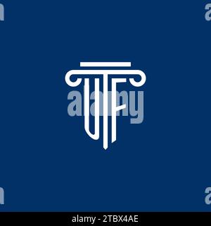 Monogramme initial du logo UF avec motif simple icône de pilier Illustration de Vecteur