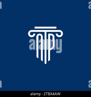 Monogramme initial du logo NP avec motif simple icône de pilier Illustration de Vecteur