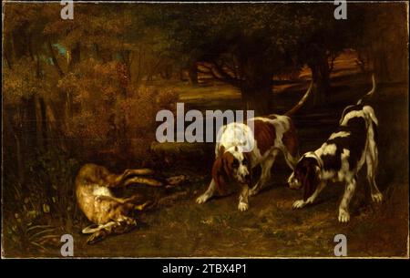 Chiens de chasse avec Dead Hare 1933 de Gustave Courbet Banque D'Images