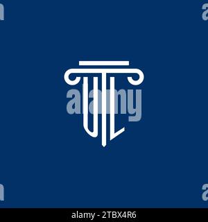 Monogramme initial du logo UL avec conception simple d'icône de pilier Illustration de Vecteur