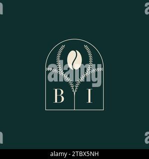 BI conception de logo unique et simple combinaison de lettres et de grain de café Illustration de Vecteur