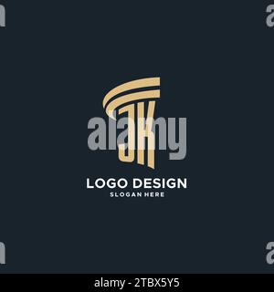 Monogramme JK avec design d'icône de pilier, design de luxe et logo juridique moderne graphique vectoriel d'idées Illustration de Vecteur