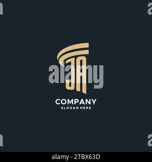 JA monogramme avec design d'icône de pilier, design de luxe et de logo juridique moderne graphique vectoriel d'idées Illustration de Vecteur