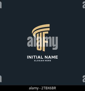 Monogramme UF avec design d'icône de pilier, design de luxe et logo juridique moderne graphique vectoriel d'idées Illustration de Vecteur