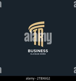 Monogramme TR avec design d'icône de pilier, design de luxe et logo juridique moderne graphique vectoriel d'idées Illustration de Vecteur