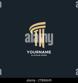 Monogramme TW avec design d'icône de pilier, design de luxe et logo juridique moderne graphique vectoriel d'idées Illustration de Vecteur