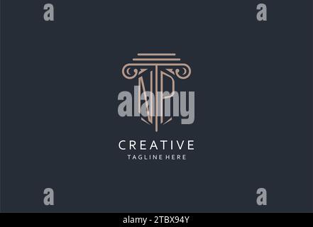 Logo de monogramme NP avec icône de forme de pilier, logo de luxe et élégant de conception pour les idées de conception de logo de style initial de cabinet d'avocats Illustration de Vecteur