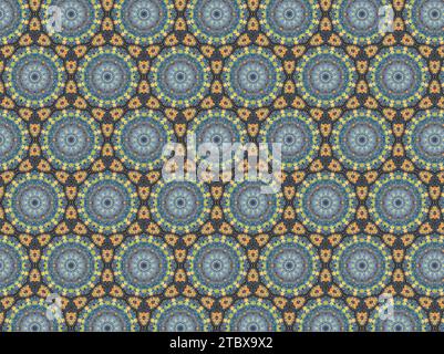 Un papier peint vibrant avec une gamme de motifs floraux sur un fond sombre Banque D'Images