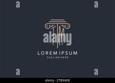 Logo monogramme TM avec icône en forme de pilier, logo de luxe et élégant pour les idées de conception de logo de style initial de cabinet d'avocats Illustration de Vecteur