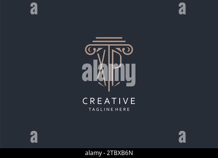 Logo de monogramme XP avec icône de forme de pilier, logo de luxe et élégant de conception pour les idées de conception de logo de style initial de cabinet d'avocats Illustration de Vecteur