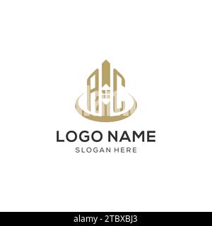Logo AC initial avec icône de maison créative, graphique vectoriel de conception de logo immobilier moderne et professionnel Illustration de Vecteur