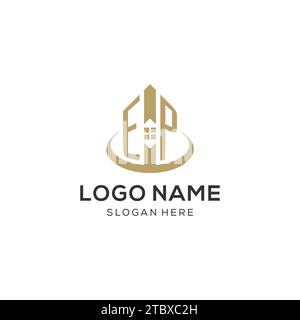 Logo EP initial avec icône de maison créative, graphique vectoriel de conception de logo immobilier moderne et professionnel Illustration de Vecteur