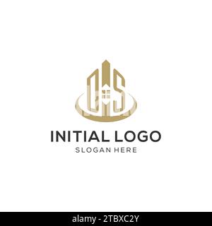 Logo DS initial avec icône de maison créative, graphique vectoriel de conception de logo immobilier moderne et professionnel Illustration de Vecteur
