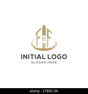 Logo FF initial avec icône de maison créative, graphique vectoriel de conception de logo immobilier moderne et professionnel Illustration de Vecteur