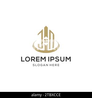 Logo JN initial avec icône de maison créative, graphique vectoriel de conception de logo immobilier moderne et professionnel Illustration de Vecteur