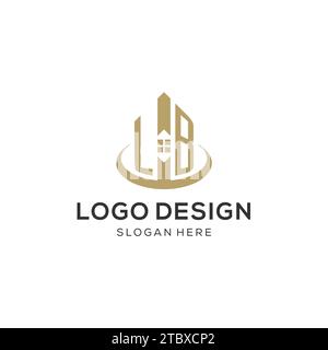 Logo LB initial avec icône de maison créative, graphique vectoriel de conception de logo immobilier moderne et professionnel Illustration de Vecteur