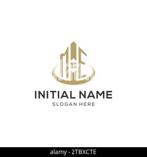 Initial ME logo avec icône de maison créative, graphique vectoriel de conception de logo immobilier moderne et professionnel Illustration de Vecteur