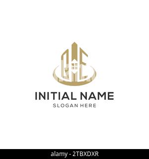 Logo QE initial avec icône de maison créative, graphique vectoriel de conception de logo immobilier moderne et professionnel Illustration de Vecteur