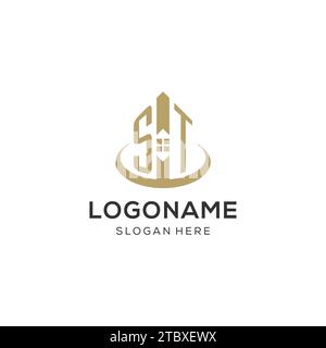 Logo ST initial avec icône de maison créative, graphique vectoriel de conception de logo immobilier moderne et professionnel Illustration de Vecteur