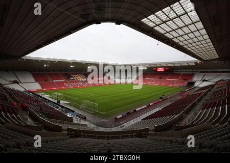 Une vue générale du terrain avant le match de championnat Sky Bet entre Sunderland et West Bromwich Albion au Stadium of Light, Sunderland le samedi 9 décembre 2023. (Photo : Robert Smith | MI News) crédit : MI News & Sport / Alamy Live News Banque D'Images