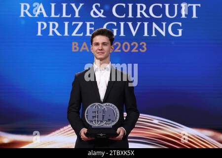 SZTUKA Kacper, Championnat de Formule 4 certifié FIA - F4 Italie, portrait lors de la cérémonie de remise des Prix FIA Rallye & circuit 2023 à Baky le 9 décembre 2023 au Bakou Convention Center à Bakou, Azerbaïdjan - photo Grégory Lenormand/DPPI crédit : DPPI Media/Alamy Live News Banque D'Images