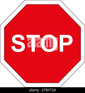 Panneau rouge octogonal avec bordure blanche : arrêter à l'intersection Banque D'Images