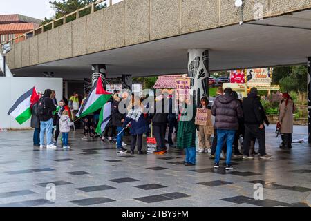 Bournemouth, Dorset, Royaume-Uni. 9 décembre 2023. Les partisans de la liberté pour la Palestine s’entremêlent avec maintenant nous nous levons, jour d’action, à Bournemouth. Crédit : Carolyn Jenkins/Alamy Live News Banque D'Images