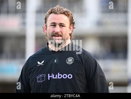 9 décembre 2023, The Recreation Ground, Bath, Somerset, Angleterre; Investec Champions Cup Rugby, Bath contre Ulster ; Will Stuart de Bath se réchauffe Banque D'Images