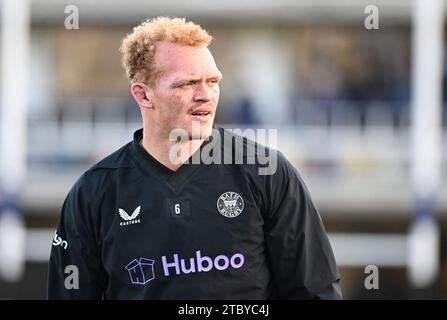 9 décembre 2023, The Recreation Ground, Bath, Somerset, Angleterre; Investec Champions Cup Rugby, Bath contre Ulster ; Miles Reid de Bath se réchauffe Banque D'Images