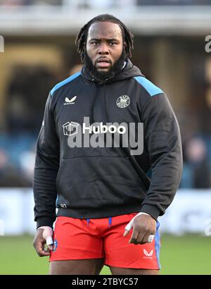 9 décembre 2023, The Recreation Ground, Bath, Somerset, Angleterre; Investec Champions Cup Rugby, Bath contre Ulster ; Beno Obano de Bath se réchauffe Banque D'Images