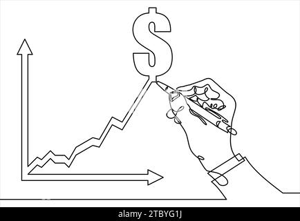 Main de personne montrant le concept avec Dollar Chart-dessin au trait continu Illustration de Vecteur