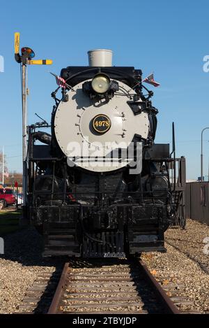 Mendota, Illinois - États-Unis - 7 décembre 2023 : la locomotive à vapeur 1923 CB et Q au Musée ferroviaire de l'Union Depot à Mendota, Illinois, États-Unis Banque D'Images